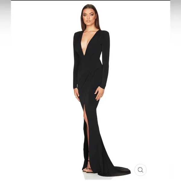 NWT Nookie Plunge Neck Farrah Gown in Black Sz XS‎ $299 - Image 3