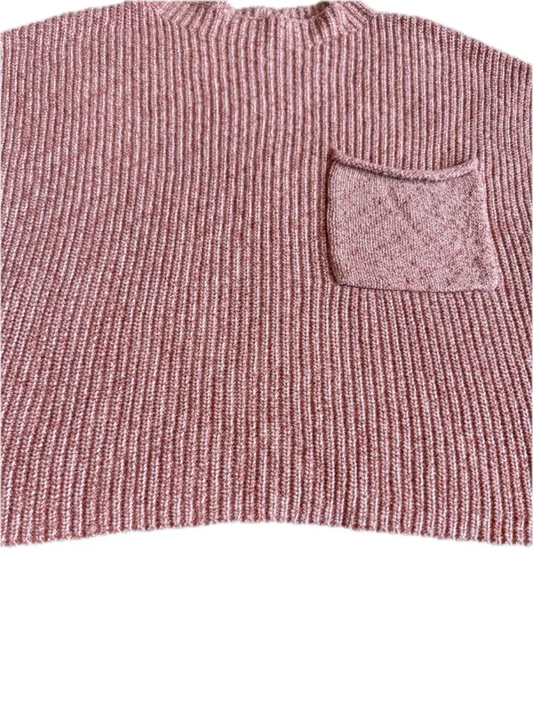 Free People Beach Pink Ribbed Knit Boxy Cropped Sweater Pocket X-Small Women's - Image 4