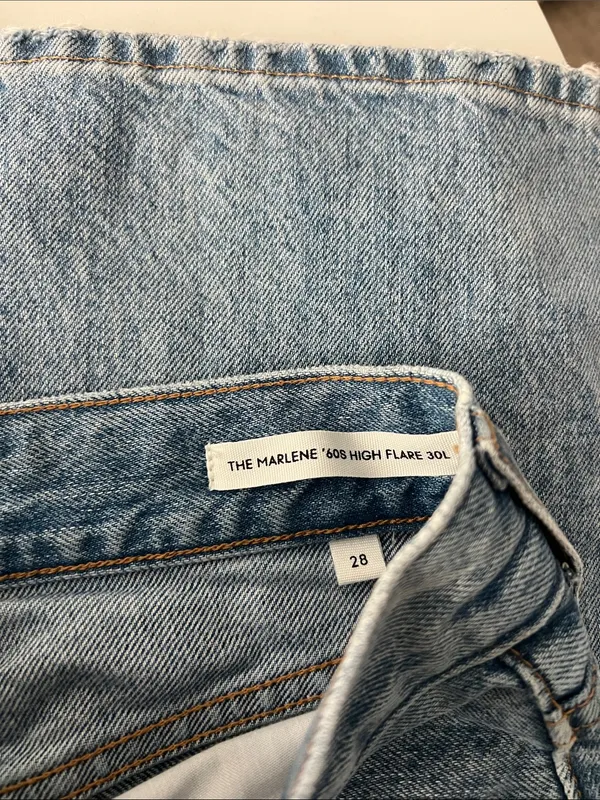 Dress Forum Denim Forum Marlene 60s High Rise Flare Jeans Light Wash 30” Organic Cotton 28 - Image 4