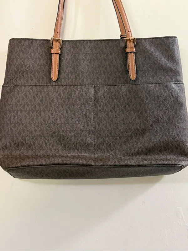 Michael Kors Brown Signature Tote with Tan Leather Straps - Image 4