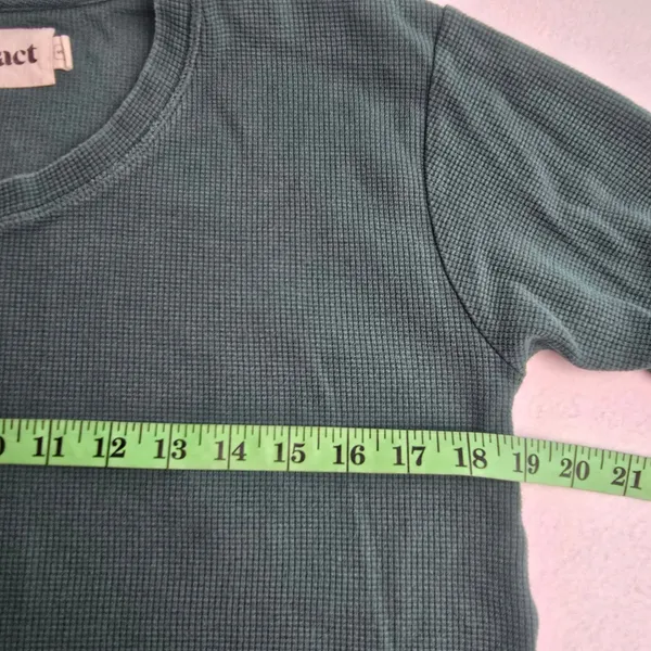 Pact Teal Waffle Knit‎ Long Sleeve Shirt Crew Neck Organic Cotton Size Small - Image 6