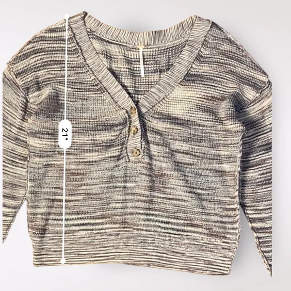 Free People NWOT‎ Mercury Henley Sweater Top Size XS Boho Casual Neutral - Image 5