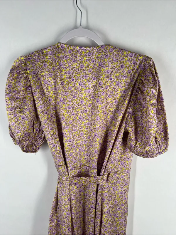 VILA Violetta‎ Wrap Dress — Yellow & Lilac Floral - Image 10