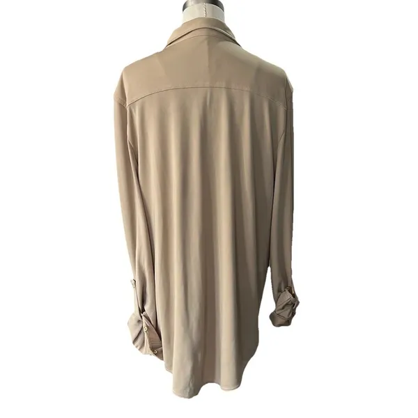 Polo Ralph Lauren Classic Utility Shirt Womens XL Tan Button Down Workshirt - Image 3