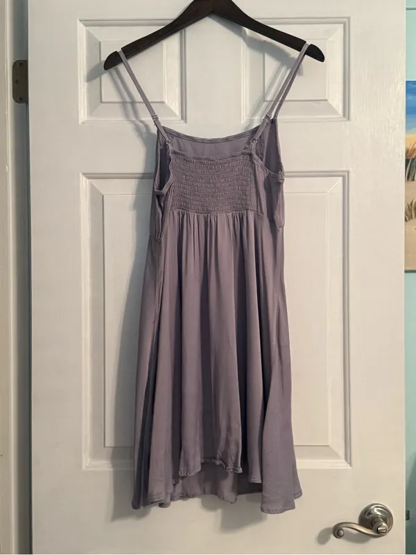 By Anthropologie Purple Smocked Satin Mini Dress - Image 3