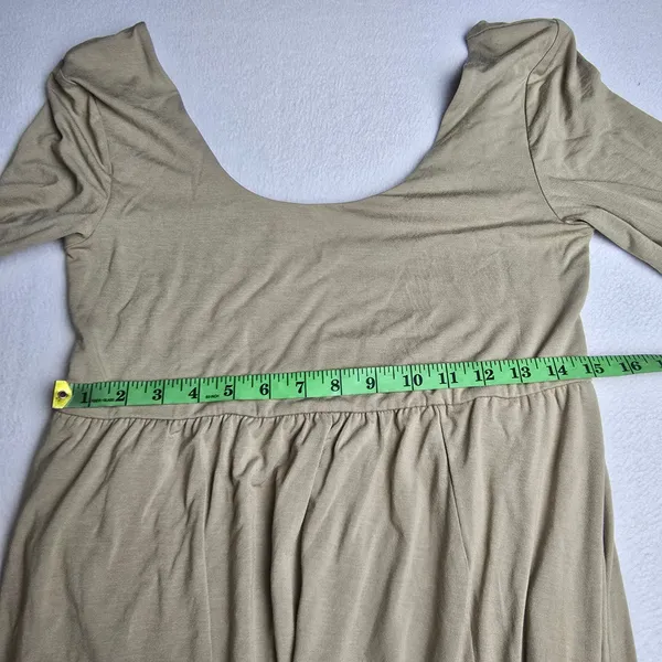 A New Day NWT Womens Tan Long Sleeve Scoop Neck‎ Empire Waist Midi Dress Medium - Image 10
