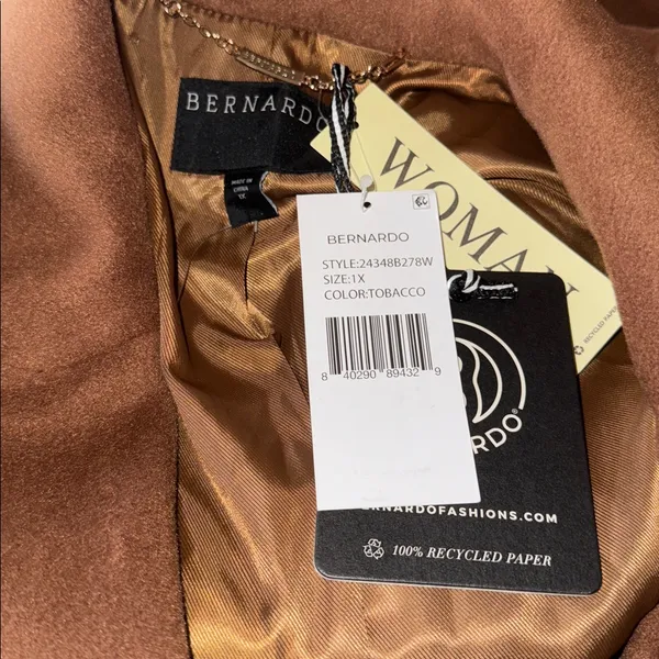 NWT Bernardo Double Breasted Wool Blend Belted Maxi Coat In Color Tobacco SZ-1X - Image 8