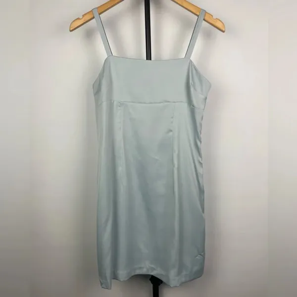 Urban Outfitters Baby Blue Wesley Satin‎ Straight Neck Slip Mini Dress - Image 2