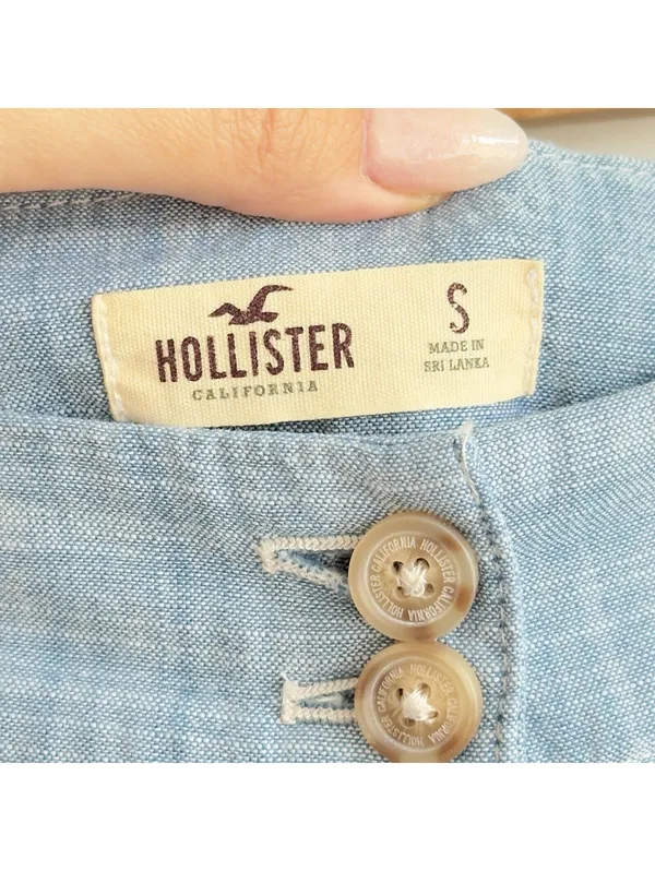 Hollister Blue Chambray Button Front Mini Skirt Pockets Women’s Small - Image 2