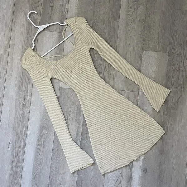 Princess Polly Dress brownhall long sleeve mini womens Cream (size 0) going out - Image 3