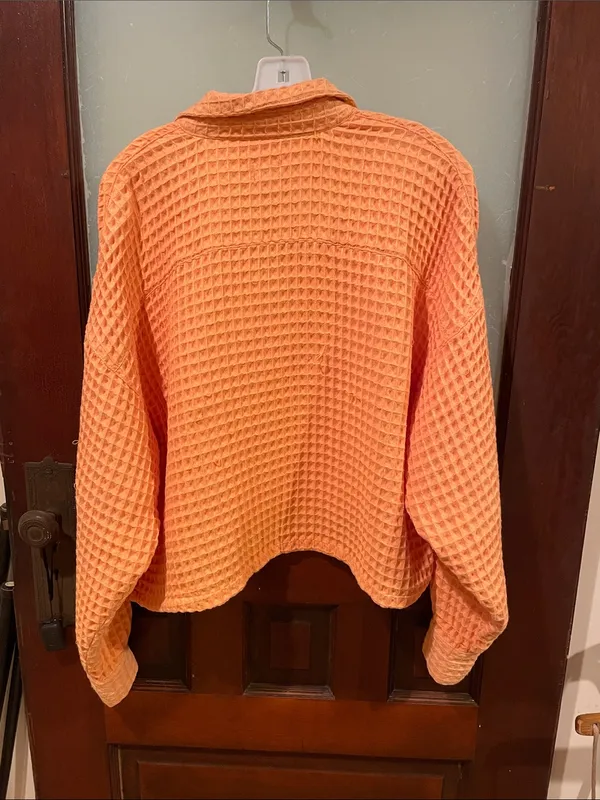 BDG Orange Waffle-Knit Utility Shacket - Image 3