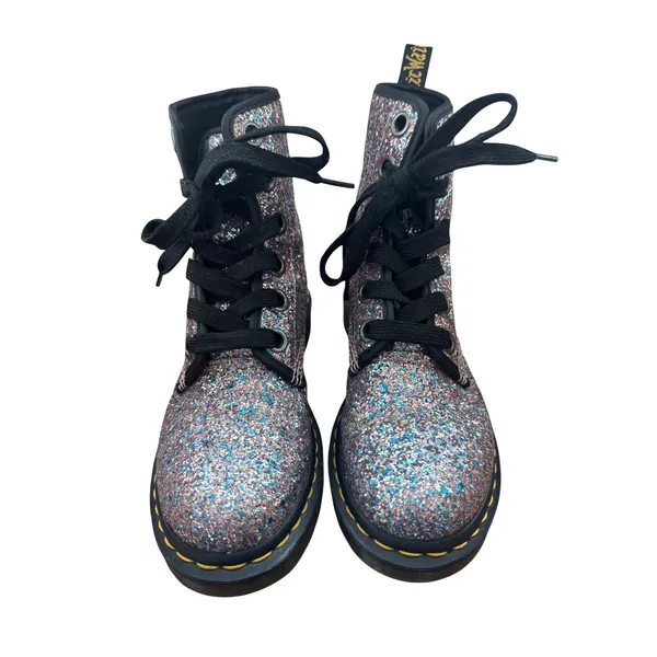 Dr. Martens 1460 Farrah Multi Glitter Combat Boots Pink Blue Silver 7L 38EU - Image 2