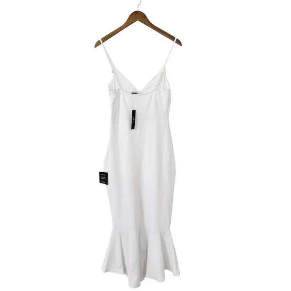 Lulus Stun Like Me White Bodycon Trumpet Hem Midi Dress size L NWT - Image 3
