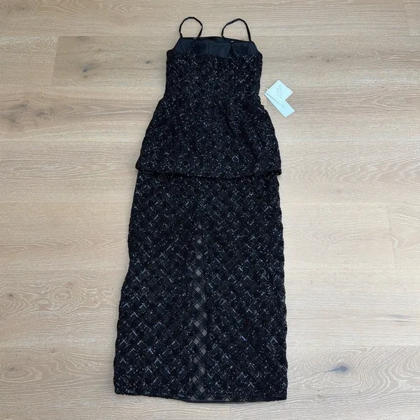 Azazie Atelier Maxi Dress Sleeveless Beaded Size US8 Black - Image 6