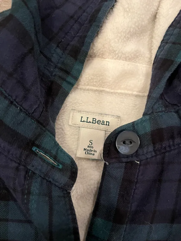 L.L.Bean Fleece Lined Flannel Hoodie - Image 9