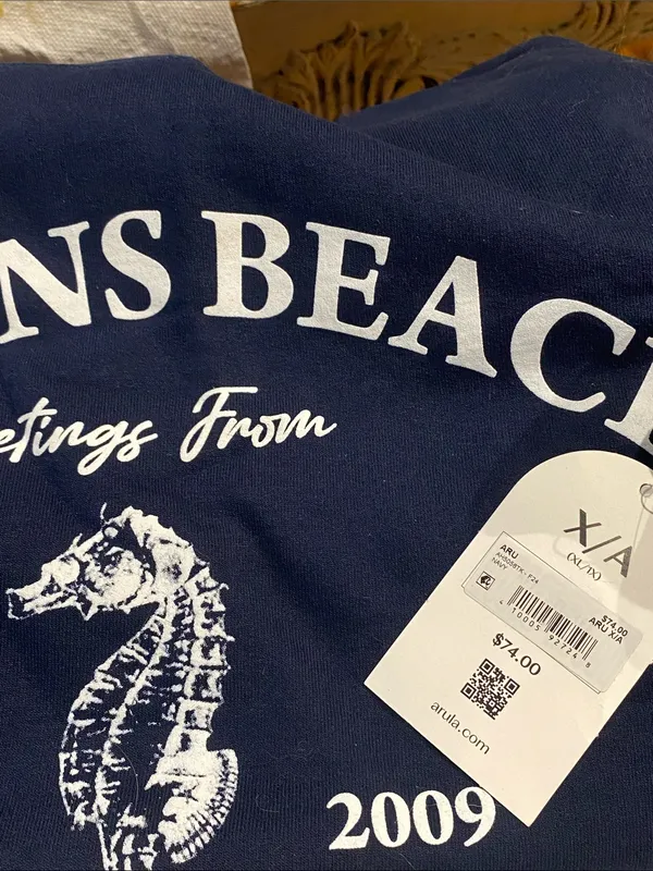 Arula Navy Cousins Beach Seahorse Graphic Crewneck Sweatshirt NWT 0X/1X. - Image 2
