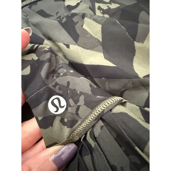 Lululemon City Sky Run By Pop Cut Fatigue Green Black Camo Ruffle Tennis Skirt - Image 4