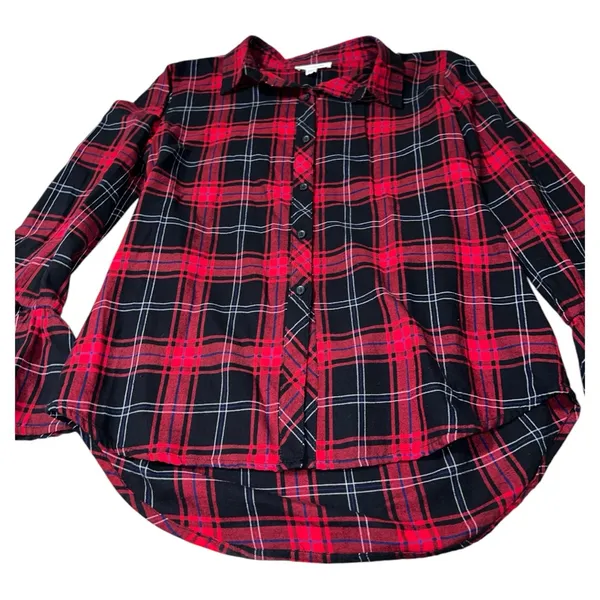 Beach lunch lounge Plaid ladies Shirt - Red and Black buffalo plaid - Image 3