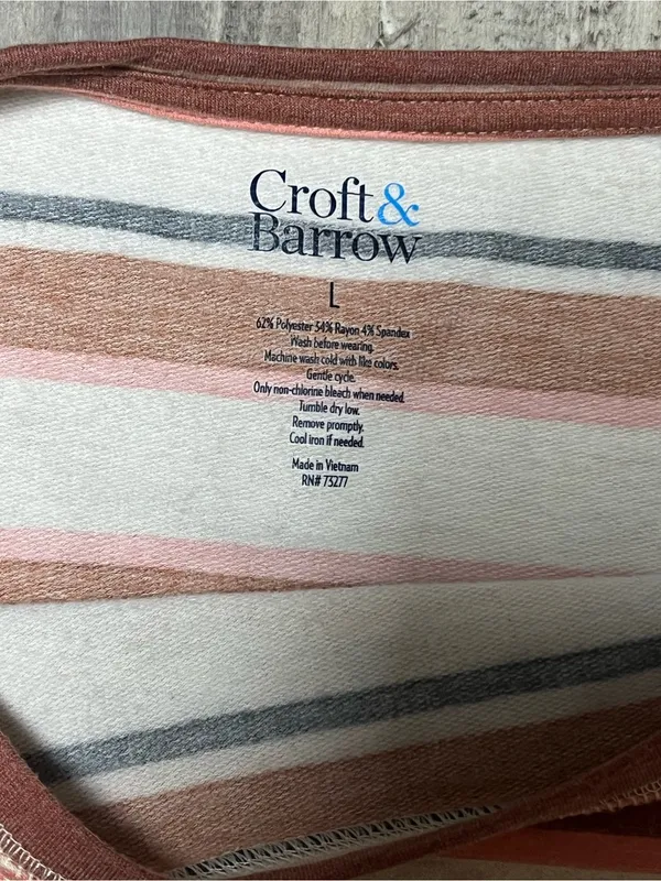 croft & barrow Striped Crewneck Top - Rose, White, Gray - Image 2