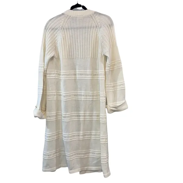 Vintage Ades of California Cream Long Cardigan Sweater Medium Cottagecore Duster - Image 2