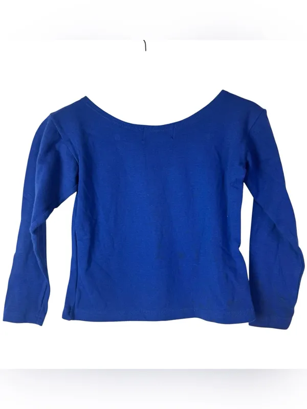 Bonjour Y2K Royal Blue Boat Neck Crop Long Sleeve Top M - Image 2