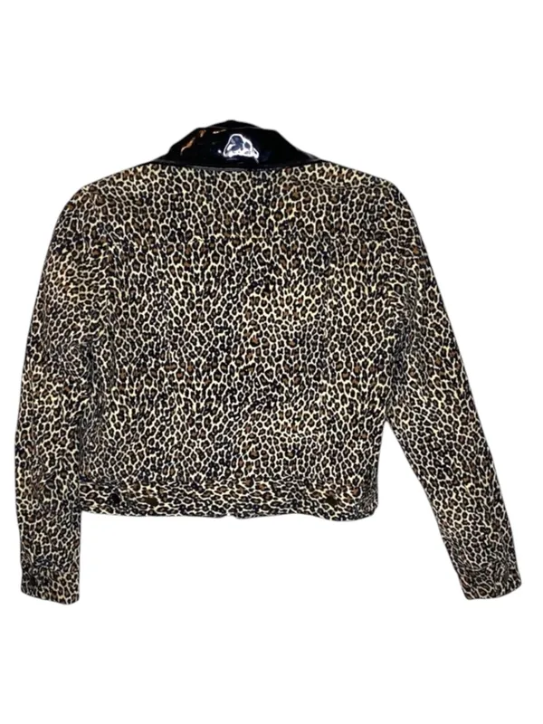 new Valfre ☻︎ January Crop Jacket ☻︎ Leopard Print ☻︎ Black Vinyl Collar ☻︎ XS - Image 8