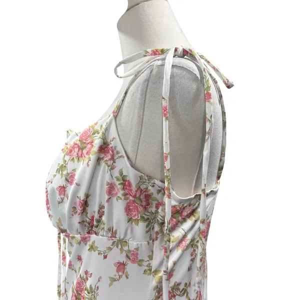 KUTUMAI Women's Summer Floral Bodycon Maxi Dress NWT Coquette Spaghetti Strap LG - Image 6