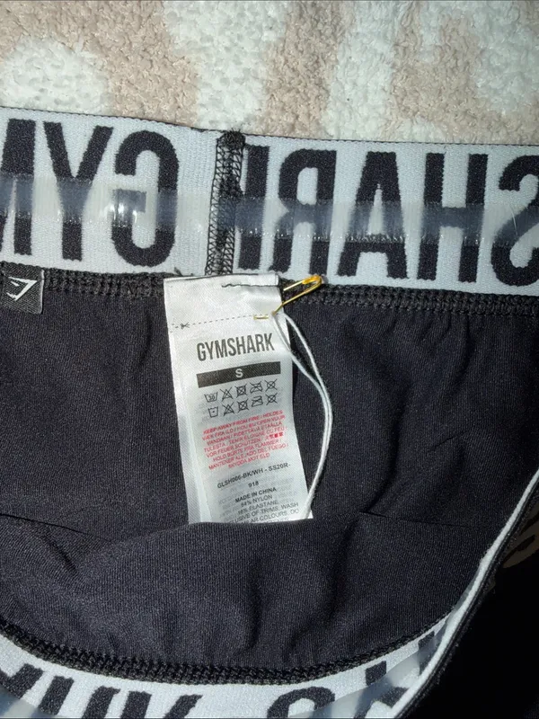 Gymshark Black Shorts with White Logo Waistband - Image 2