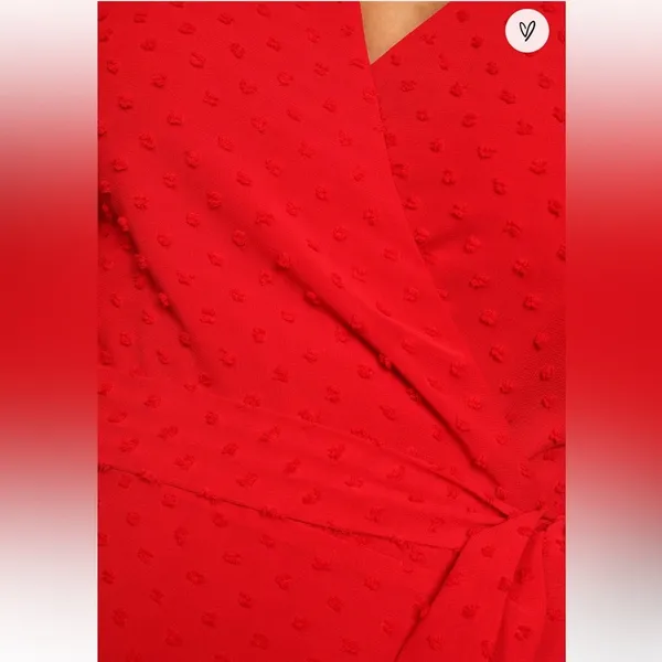 Lulus Much to Celebrate Red Swiss Dot Wrap Dress Large - Image 12