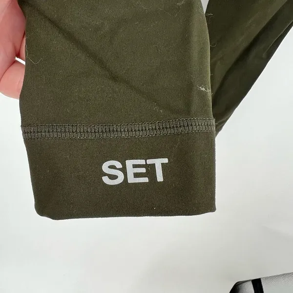 SET ACTIVE SPORTBODY LEGGING olive green smooth texture compression size XS - Image 5