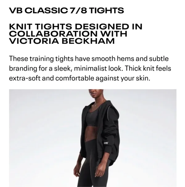 Reebok x Victoria Beckham VB Classic 7/8 Tights, Size Medium - Image 9