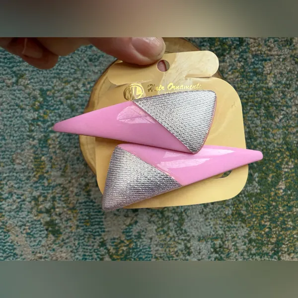 Vintage 90s set pink abstract hair clips - Image 3