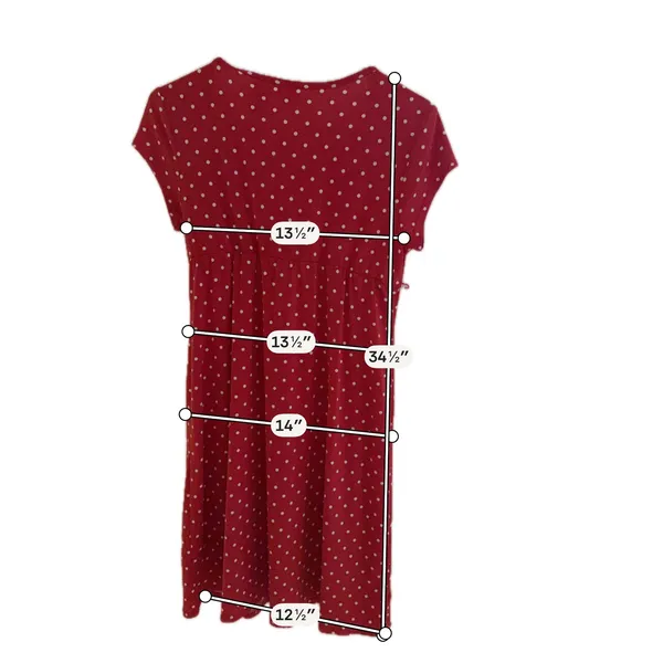 No Boundaries Red Polka Dot Faux Wrap Dress Cherry Tomato Stretch Large‎ 11/13 - Image 7