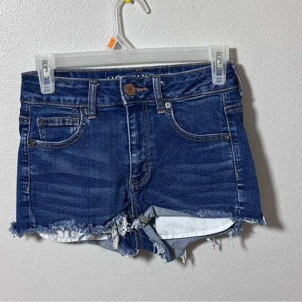 American Eagle Women Denim Super Stretch Hi-Rise Shortie‎ Shorts size 4 - Image 2