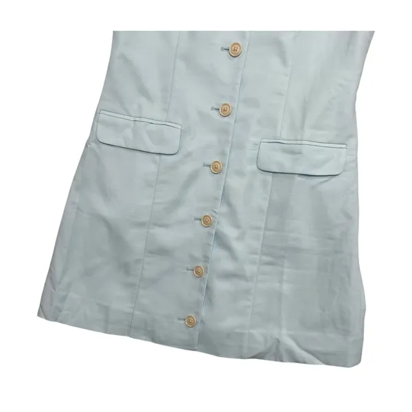 J Crew Dress Womens 6 Light Blue Linen Blend Button Front Short Sleeve Career - Image 7