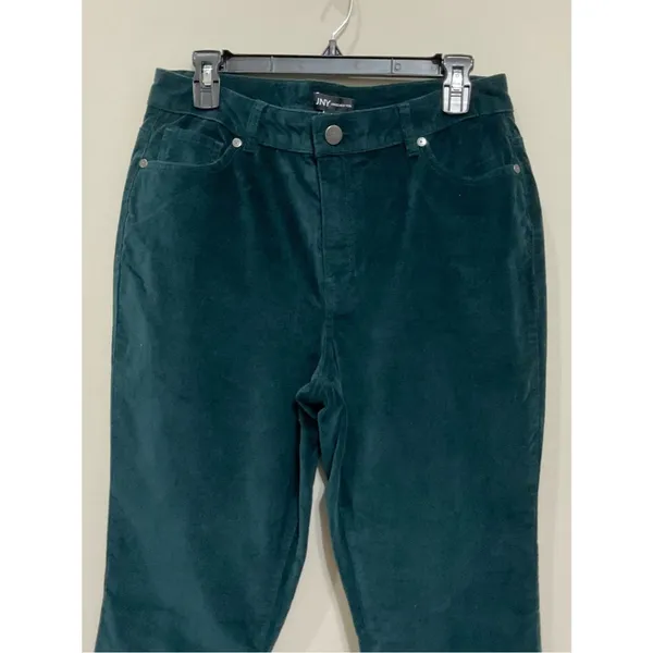 Jones New York Green Velvet Pants Straight Leg Jean Style Size 12 JNY - Image 2
