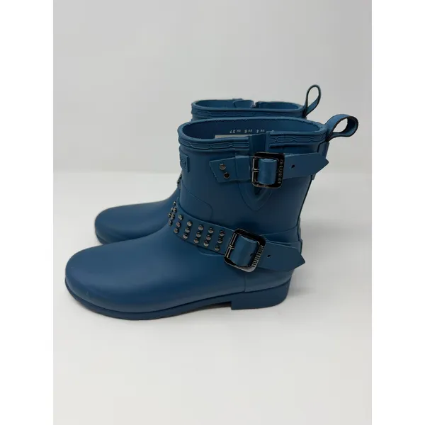 Hunter Refined Stud Biker Rain Boots Matte Blue Ankle Waterproof Studded US 6 - Image 2