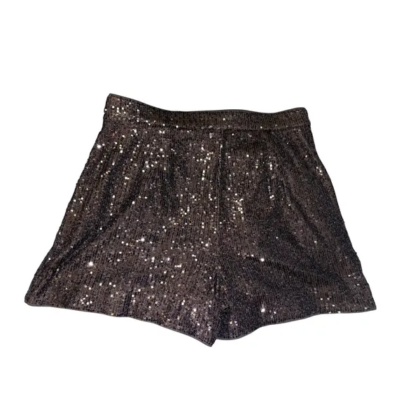Express Womens Black Sequin High Waisted Shorts Party Holiday Festival Size M - Image 4