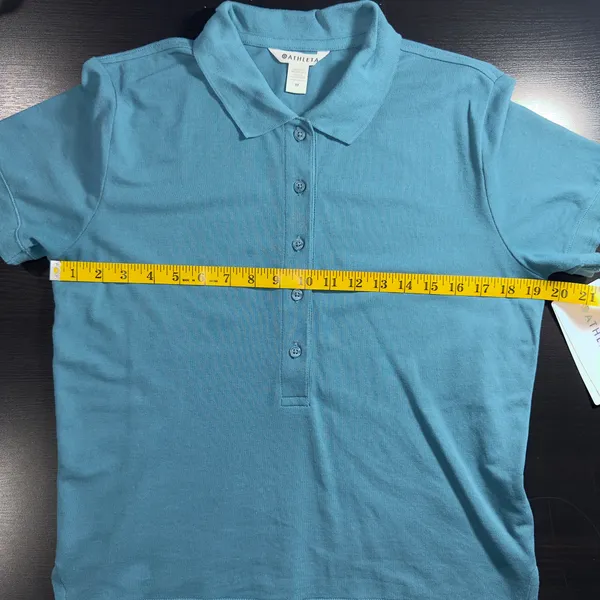 Women’s Athleta 5 Button Teal Pique Polo Size Medium NWT - Image 8