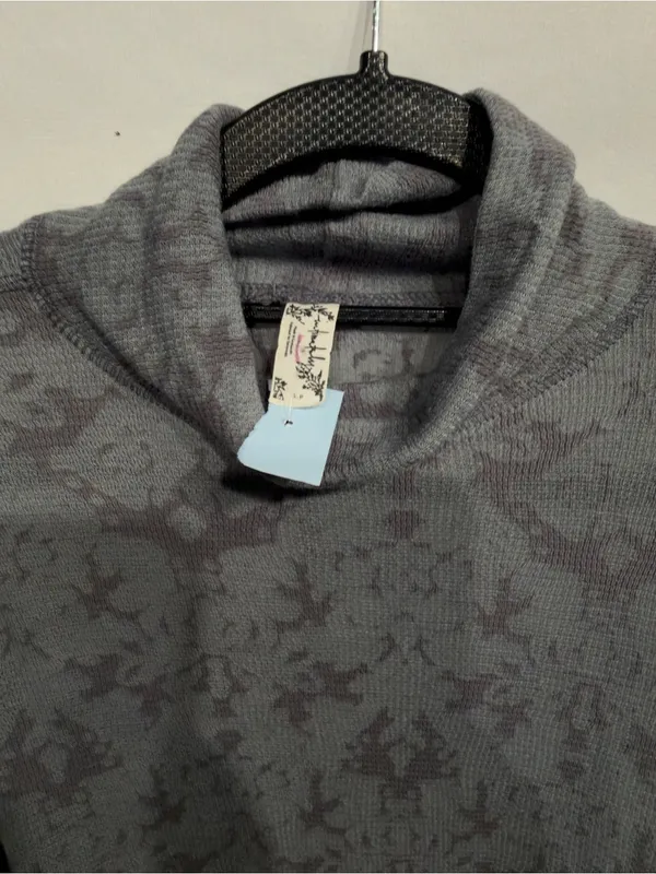 Free People Intimately You and I Gray/black Long Sleeve Turtleneck Top Small NEW - Image 6