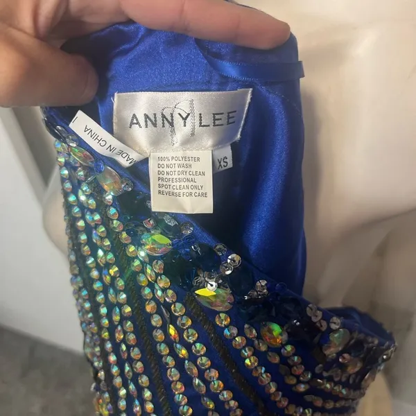Anny Lee Blue Strapless Rhinestone Skater Dress XS Prom Homecoming Party Dress - Image 6