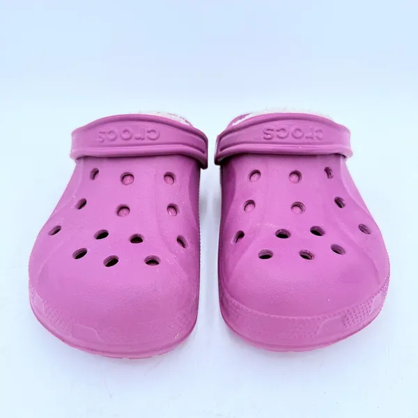 Crocs Women's Fuchsia Faux Fur Lined Classic Clogs Shoes Size 7 - Image 3