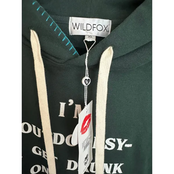 NWT Wildfox Outdoorsy Hoodie Women's Green Size X-Large XL - Image 4