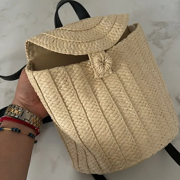 A New Day Straw Basket Backpack - Natural  NWOT - Image 3