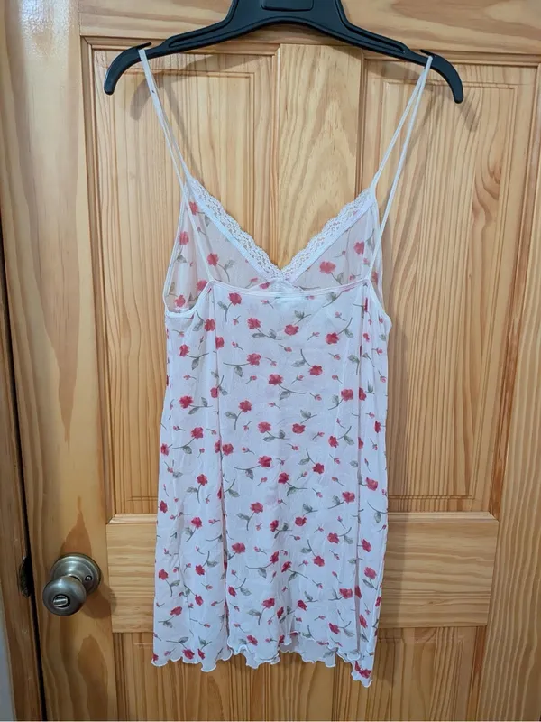 Eberjey Rose Floral Lace Trim Chemise Slip Dress Size M/L - Image 3