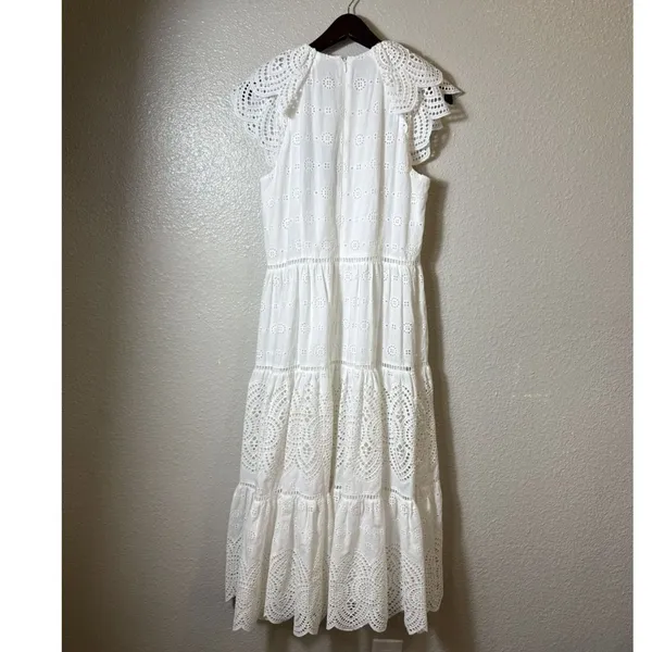 NWT Antonio Melani White Eyelet Midi Summer Dress in Size‎ 6. - Image 3