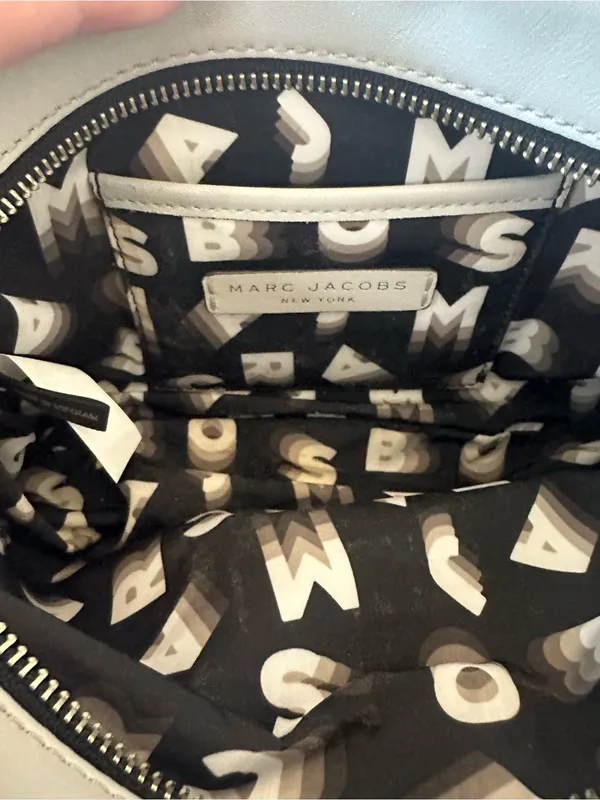 Marc Jacobs Light Grey Camera Bag with Camouflage Strap - Image 5