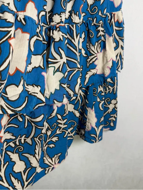 Knox Rose Women’s XS Blue Floral Boho Midi Wrap Dress Tassel Tie Tiered - Image 8