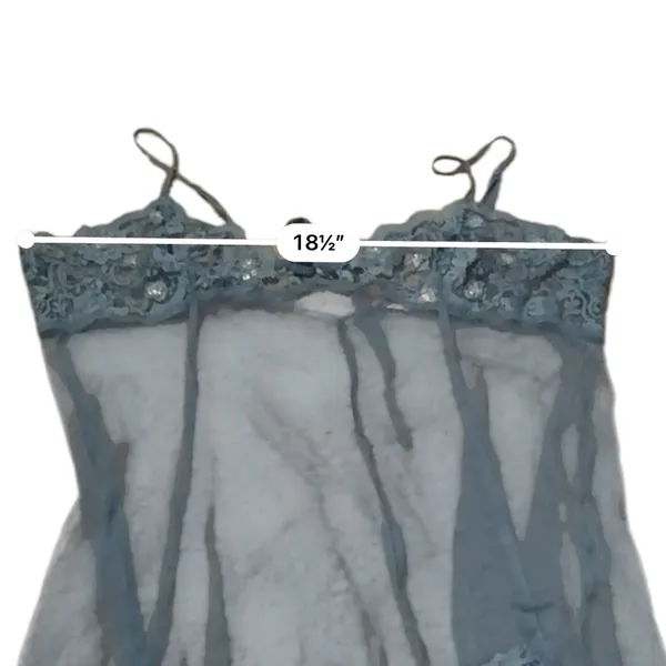 Victoria's Secret Sleeveless Blue‎ Mesh Lace Lingerie Chemise Sz L - Image 8