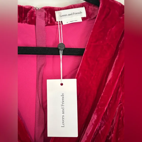 Lovers + Friends Kimora Mini Dress Magenta Pink‎ Silk Velvet - Size XS NWT - Image 5